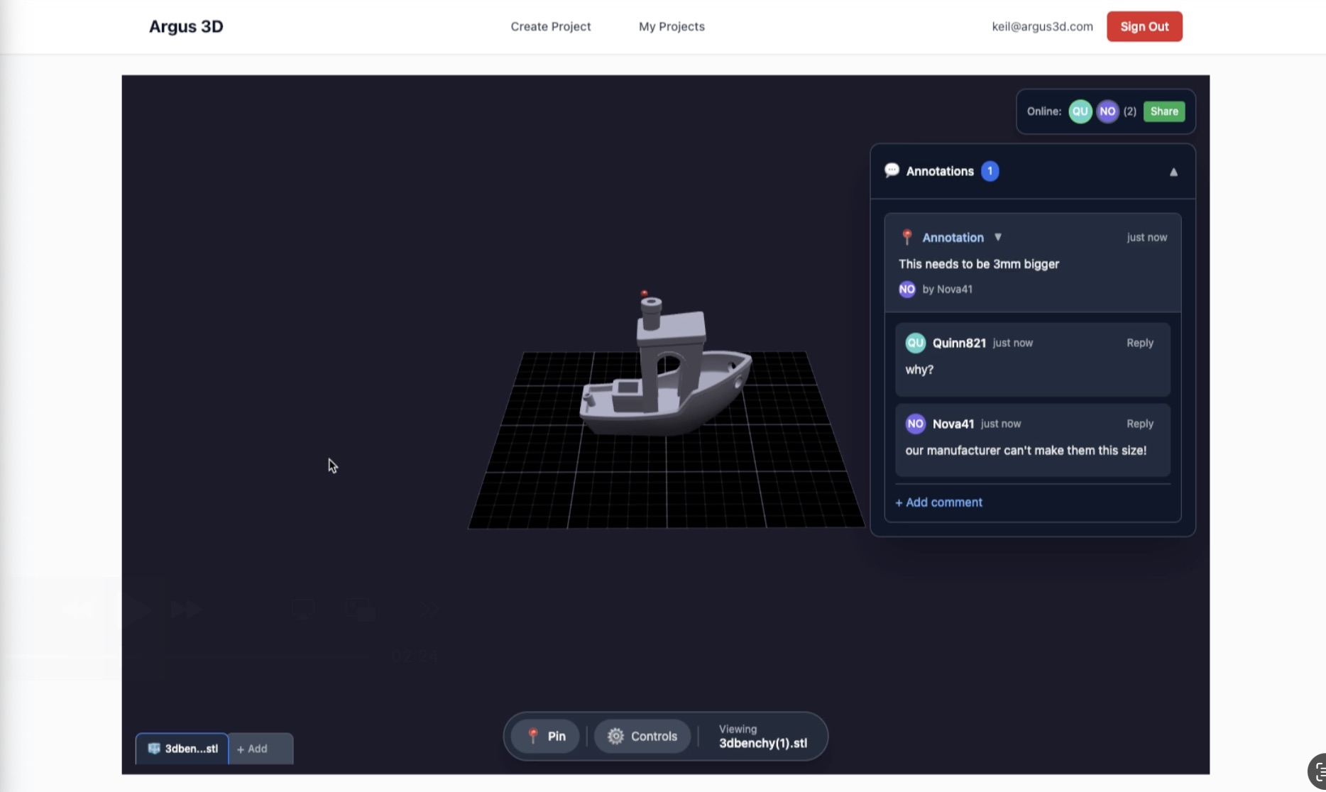 Threaded comment system with replies and resolve button